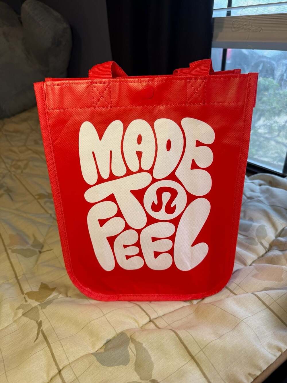 Lululemon Small Red "made TO Feel" Yoga Tote Bag